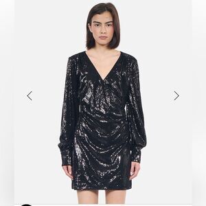 $315 The Kooples Short Black Sequined dress NWT XS